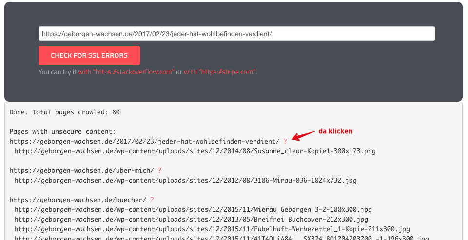 Suche nach mixed SSL Content